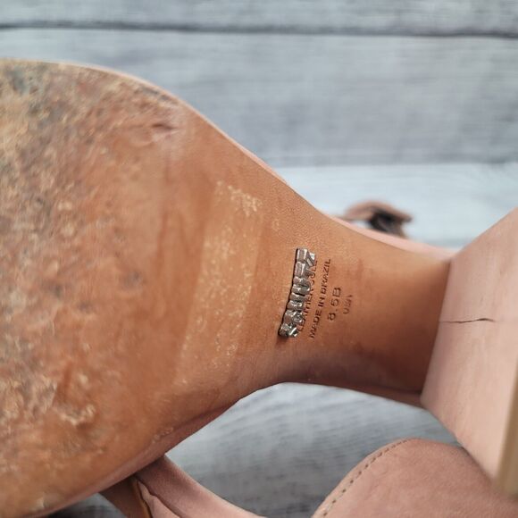 Schutz Women's Platform Block Heels Shoes Blush Suede Ankle Strap 8.5B - Picture 12 of 12